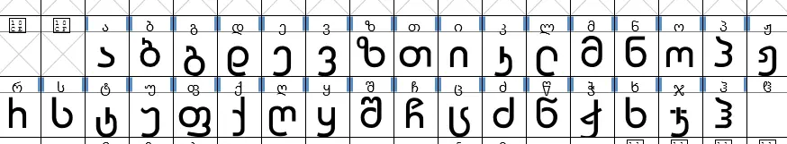 image showing correctly placed glyphs for gergian alphabet